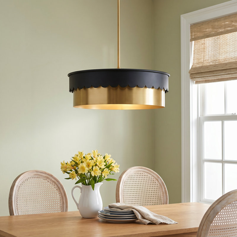 Dulcia 4 - Light Drum Pendant, Matte Black/Natural Brass