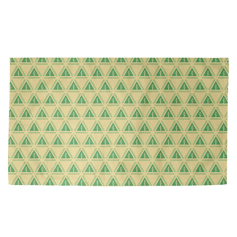 Tapis jaune à motif d'arbres minimalistes Barbra, Rectangle 5 pi x 7 pi