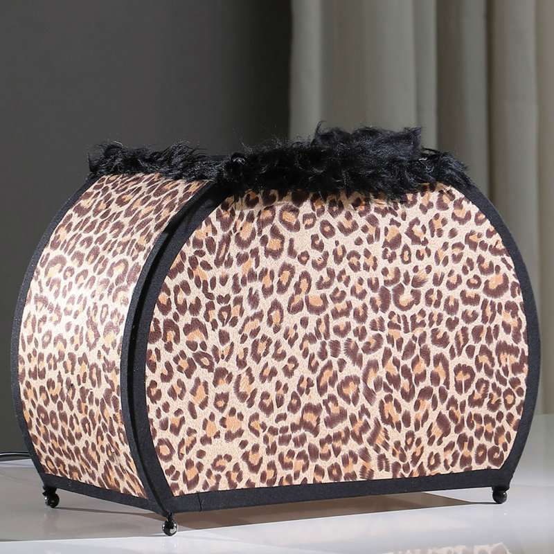 Sac à main 11,75 "à imprimé animal avec lampe de table noire