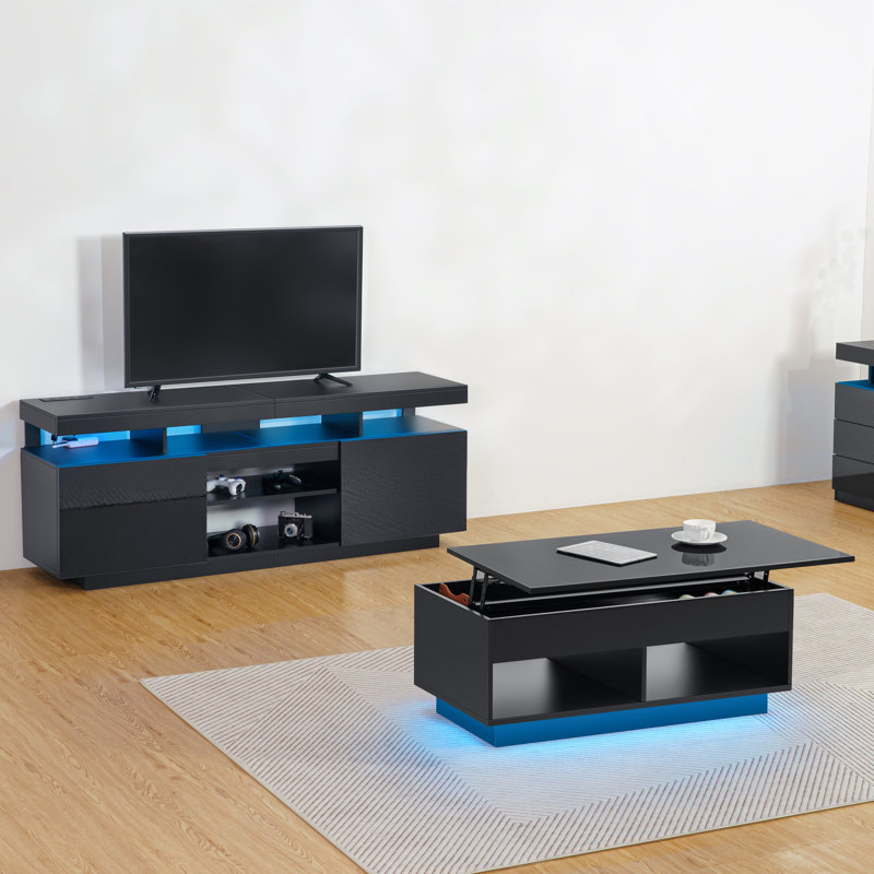 Meuble télé pour téléviseur de 70 po ou moins Alori, Black