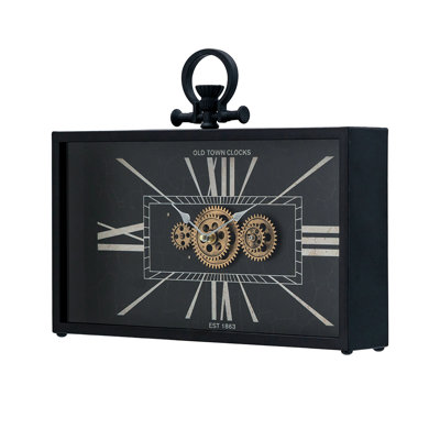 Decorative Black And Gold Gear Table Clock 17.5X3x13" | Gift Idea