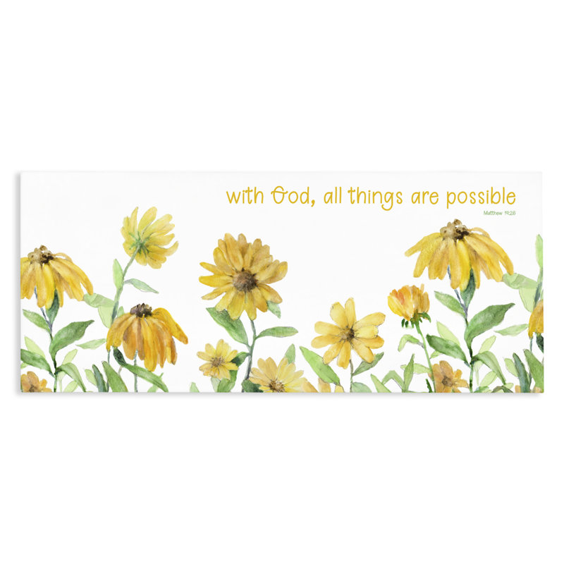«With With God Proverb & Daisies», conception par Lanie Loreth, H 13 po x l 30 po