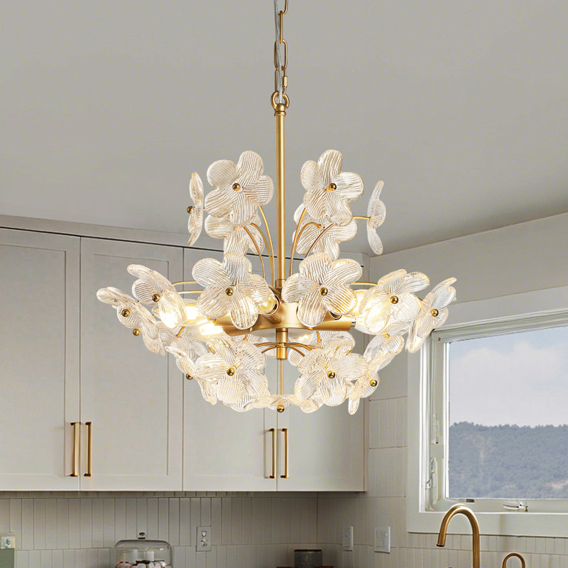 Lustre empire moderne en verre à 6 lumières 18,7 po Petal