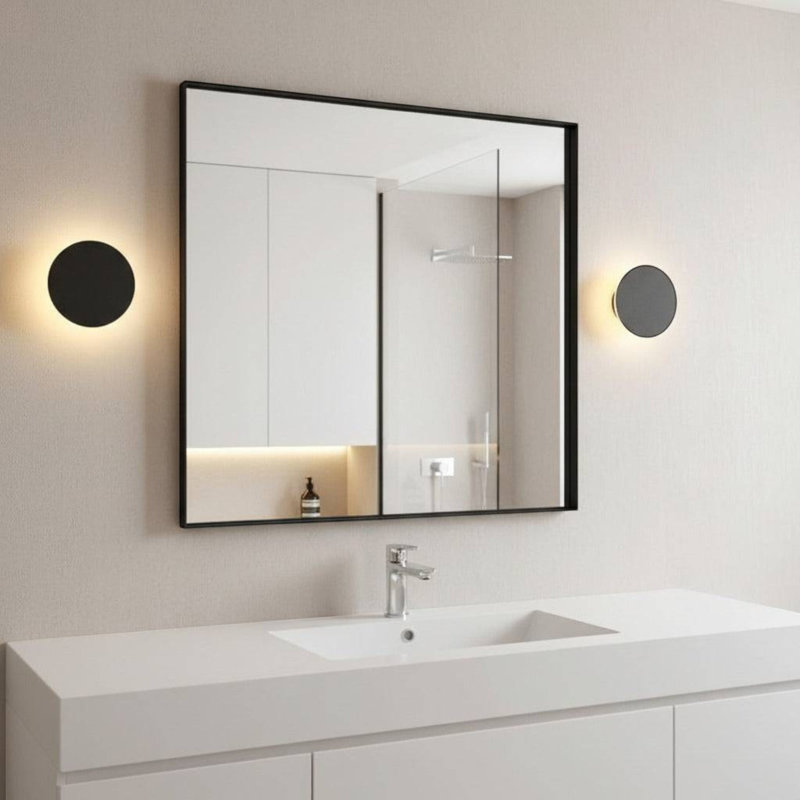 UltraBeam 6 Watt LED Round Bathroom Wall Light - IP65 Rated , Black