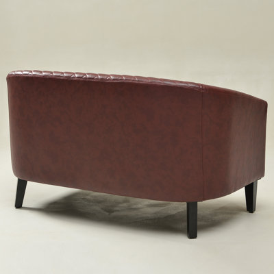Oscar Tufted Faux Leather Upholstered Small Loveseat