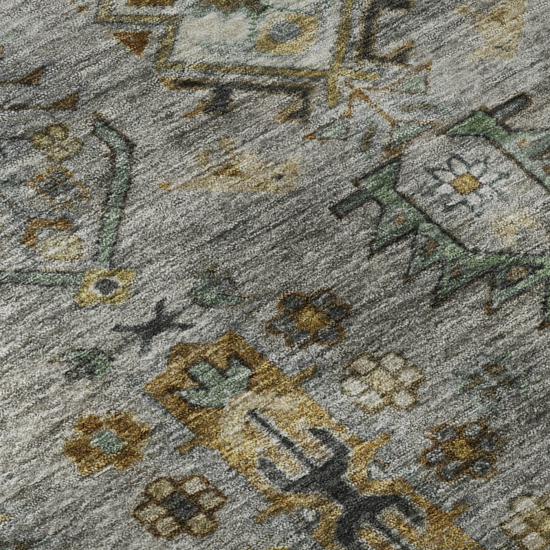 Premium Machine Washable Mayfield AMF2047 Global Rug, Pewter, 9' x 12'