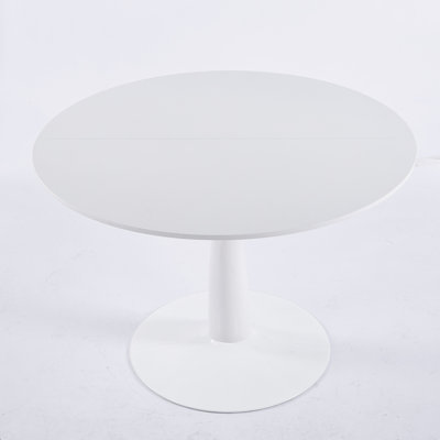 Table de salle à manger ronde tulipe pour 2 à 4 personnes, table de cuisine de 42 pouces avec base en métal doré robuste, table bistro moderne pour espace, appartement, café, bureau, salon