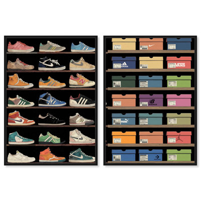 Sneaker and Shoebox Set Canvas Print Glam Wall Art by Art Remedy, Black Frame, 36 x 54