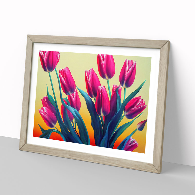 Evocative Tulip Flowers - Framed Print, 46cm H x 64cm W x 2cm D, Oak