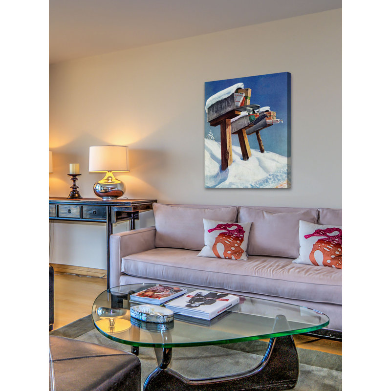 Mailboxes in Snow by Miriam Tana Hoban Phillips Print on Wrapped Canvas, 39" H x 30" W