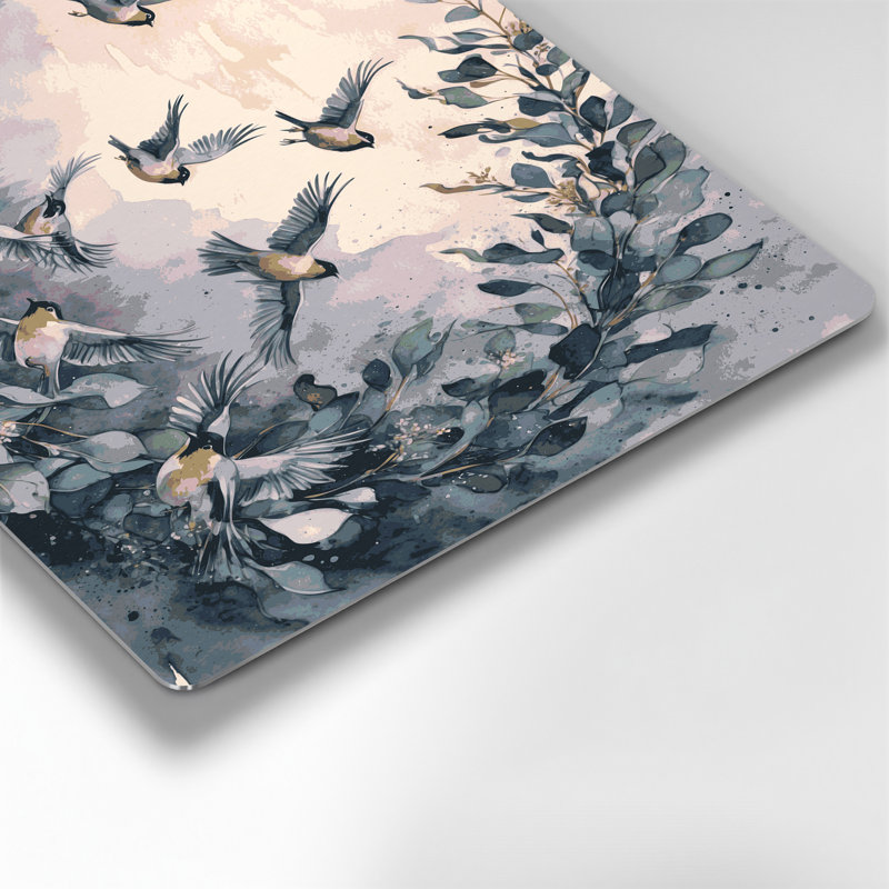 Oiseaux, art mural gris en métal, H 8 po x l 10 po