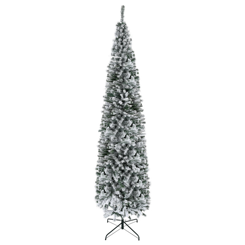 Arbre de Noël artificiel mince enneigé et enneigé 9 pi de hauteur avec branches réalistes et 1014 pointes HOMcom