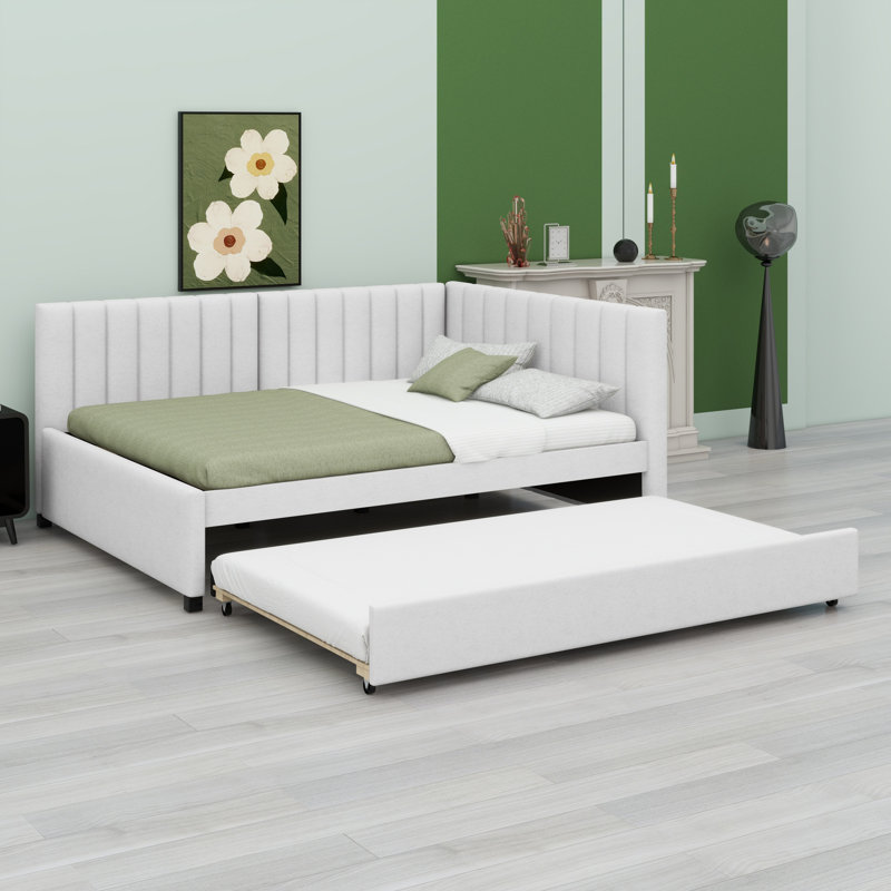 Lit de jour rembourré avec couchette, Beige