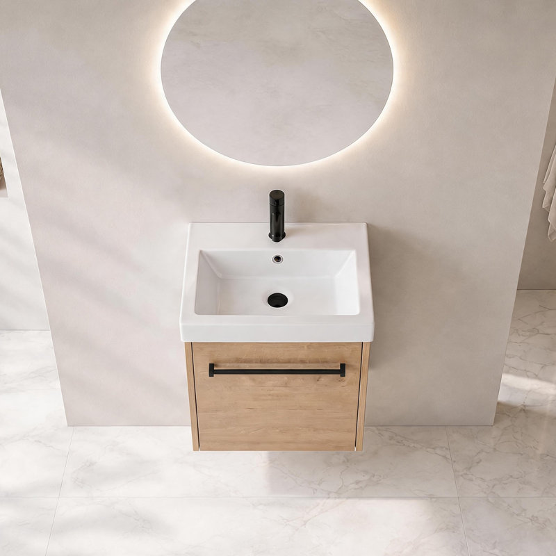 Meuble-lavabo flottant 18 po Link (assemblé), Brun