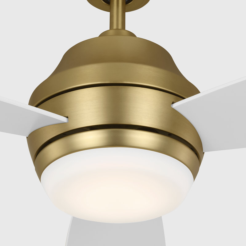 Ventilateur de plafond Rivers, Blanc mat, Burnished Brass