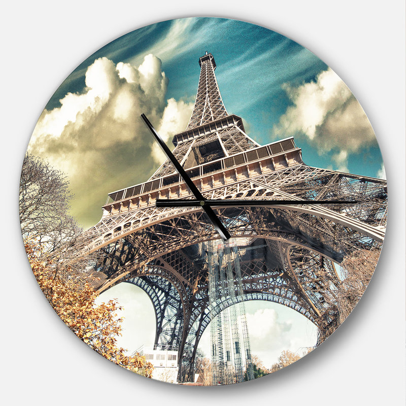 Street View de la Tour Eiffel à Paris - Horloge murale moderne, Moyen