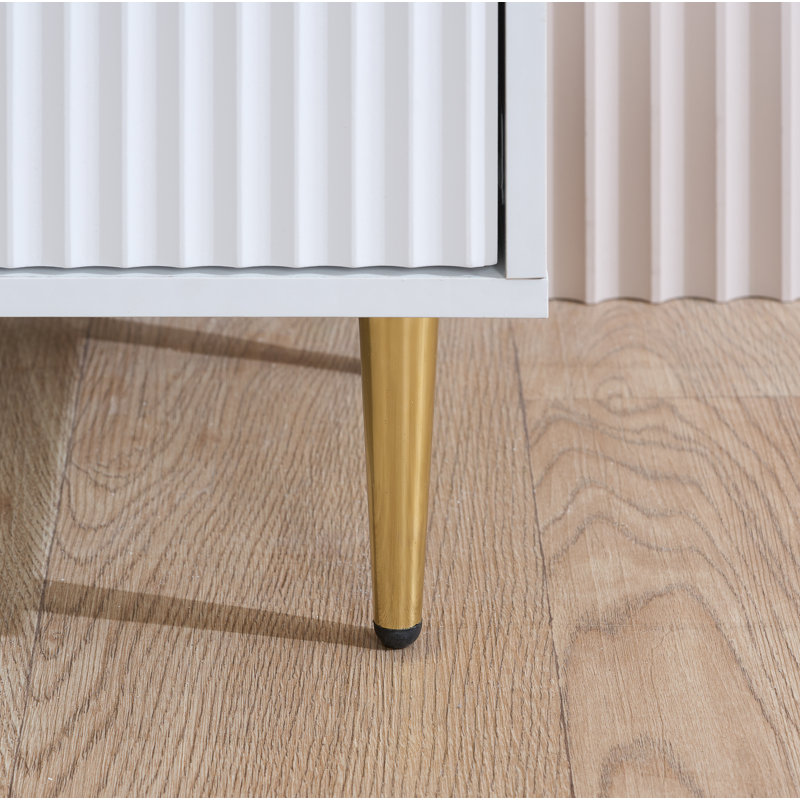 Bethzaida 2 Drawer Fluted Bedside, White