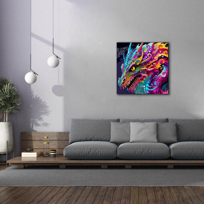 'Dragon' by Dean Russo Canvas Wall Art, 37" H x 37" W x 1.5" D