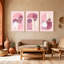Ensemble de 3 reproductions d'art contemporain sur toile à motif de feuilles tropicales roses et bohème contemporaines-1646172275