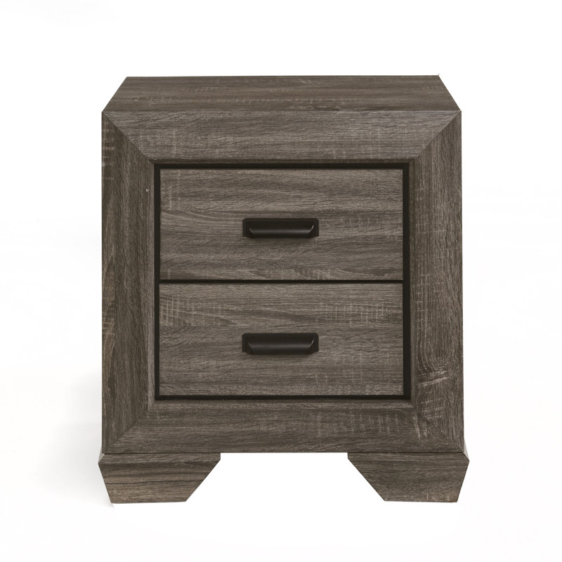 Table de chevet 2 tiroirs gris vieilli