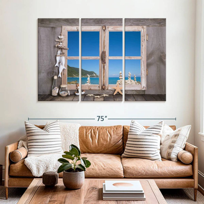 Lilie Rustic Beach Window, 42" H x 65" W