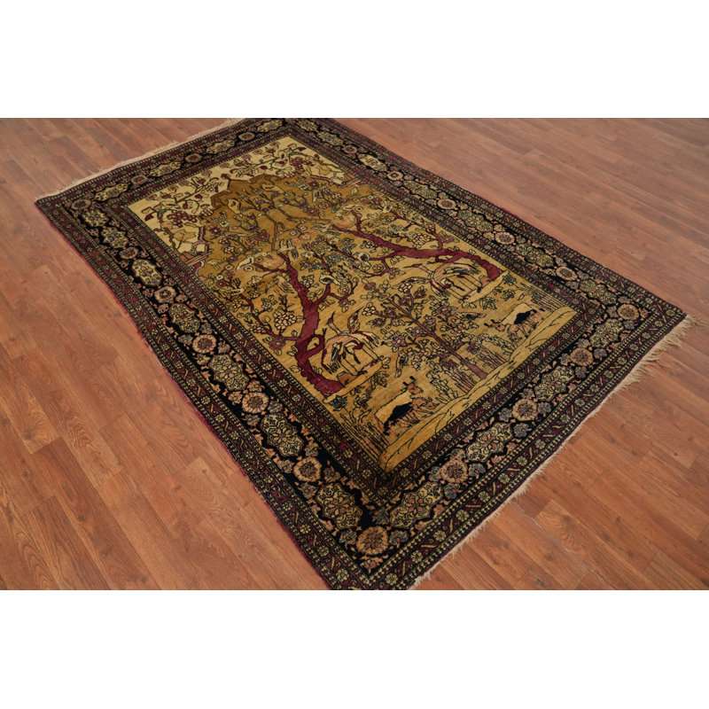 Tapis oriental pré-1900 à teinture végétale 4 x 7