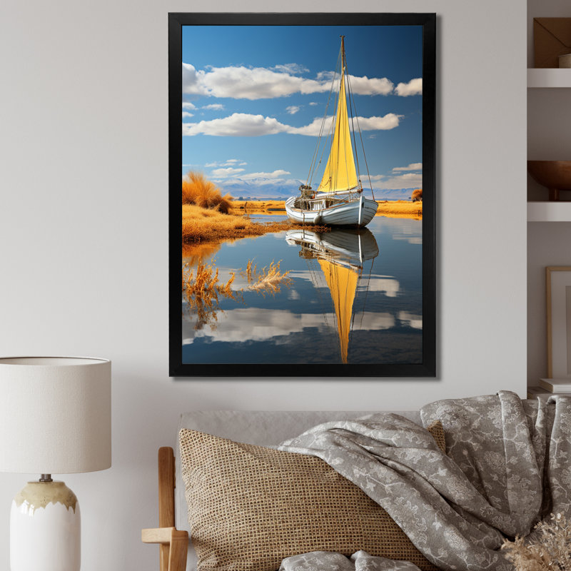 Impression sur toile Dinnington Boat Sailing On The I, Cadre photo noir, H 20 po x l 12 po x P 1 po