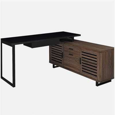 Rodger Black and Walnut L-Shape Office Computer Desk