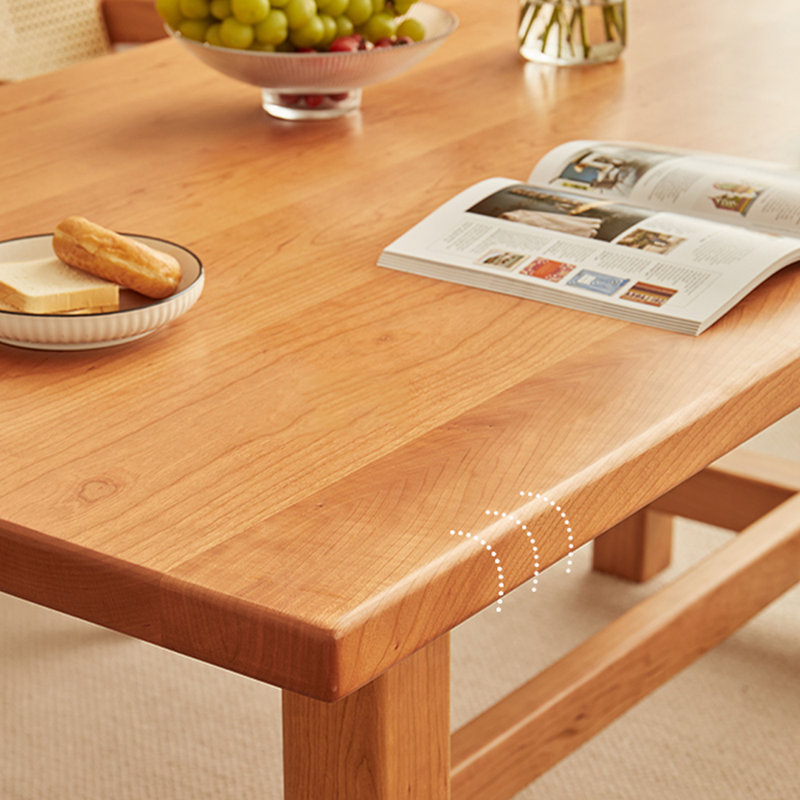 Table de salle à manger simple et durable en bois de cerisier épais, H 29,52 po x L 55,11 po x l 31,49 po