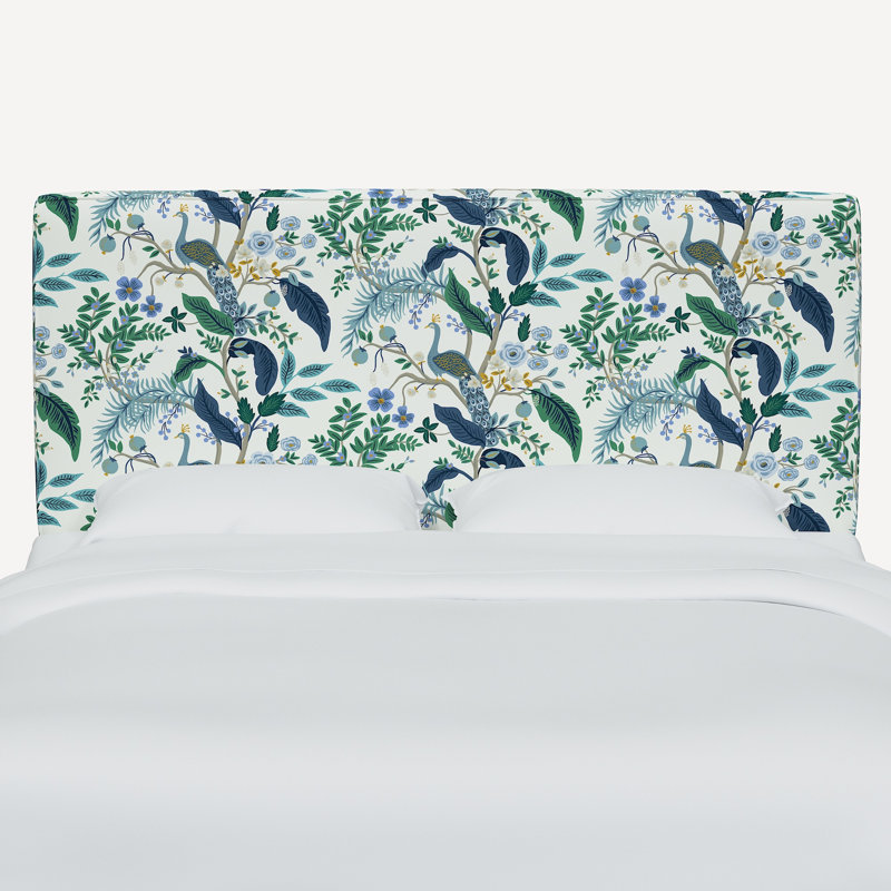 Elly Headboard, California King, Rpc Peacock Blue & White Linen
