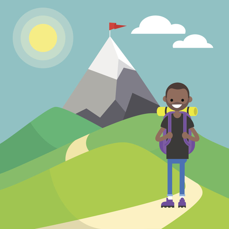 Tourist In Mountains - Wrapped Canvas Print, 30cm H x 30cm W x 3.8cm D