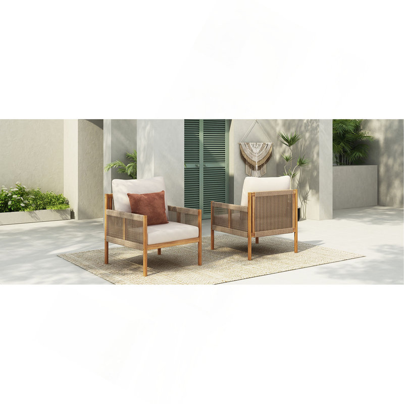 Méridienne d'extérieur moderne avec structure en bois massif et coussins en polyester confortables, parfaits pour la terrasse, le jardin ou le balcon