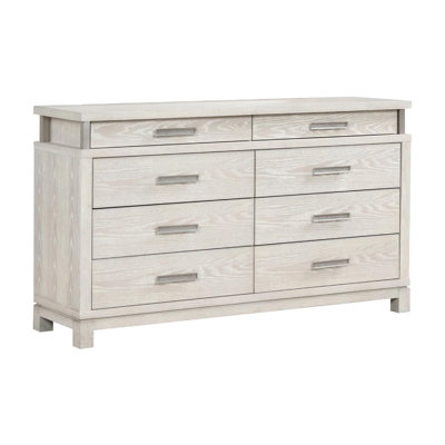 Loji 8 Drawer Wide Dresser, Weathered Gray Solid Wood Bedroom Storage