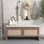 Banc de rangement en rotin avec coussin rembourré - Range-chaussures d'entrée naturel antique