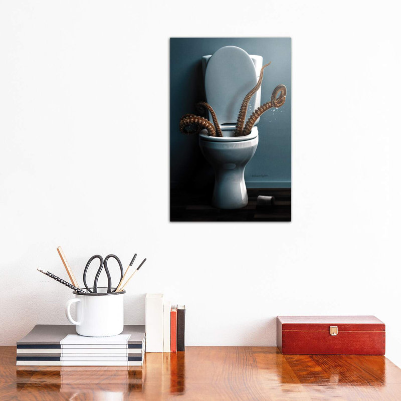 Restroom Disaster by Shaun Ryken - Wrapped Canvas Print, 30.48 cm H x 45.72 cm W