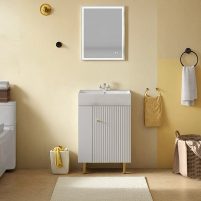 Meuble-lavabo simple 21,61 po avec plateau en céramique Anglee