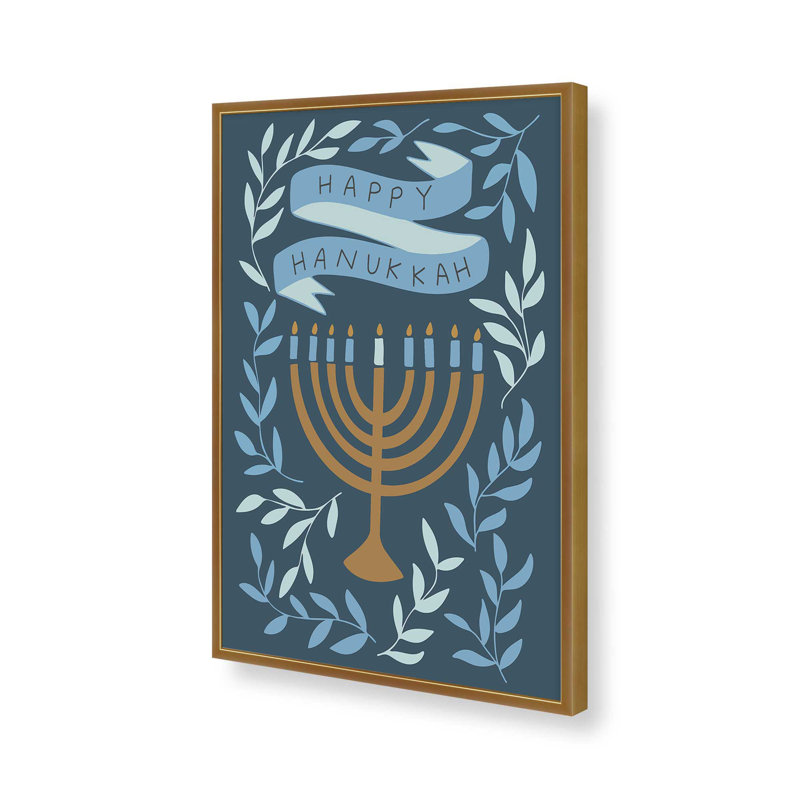 «Happy Hanukkah Menorah» par Garima Dhawan, Doré, H 24 po x l 18 po