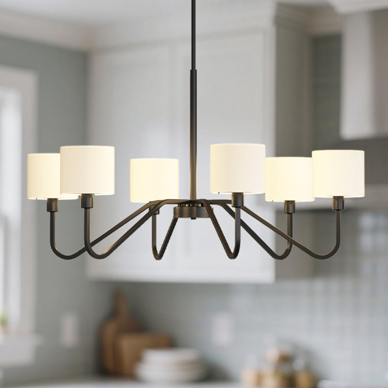40'' Wide Dimmable Chandelier With Cylinder Fabric Shade