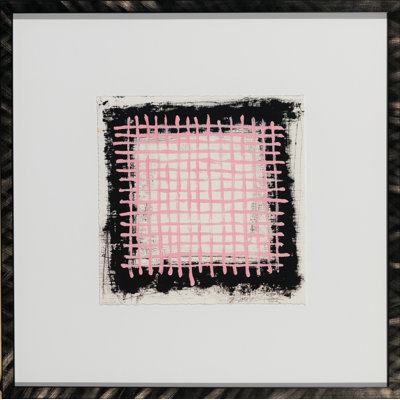 «Pink Grid» par Robert Robinson - Peinture encadrée sur papier