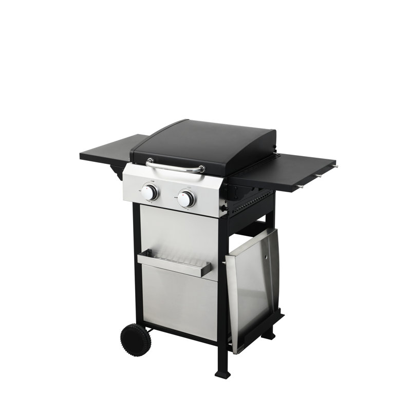 2 barbecues au gaz propane, ss, 24600Btu, grilles de cuisson en émail, table d'appoint pliable, panier suspendu pour gril de ferme 2, station de grillage
