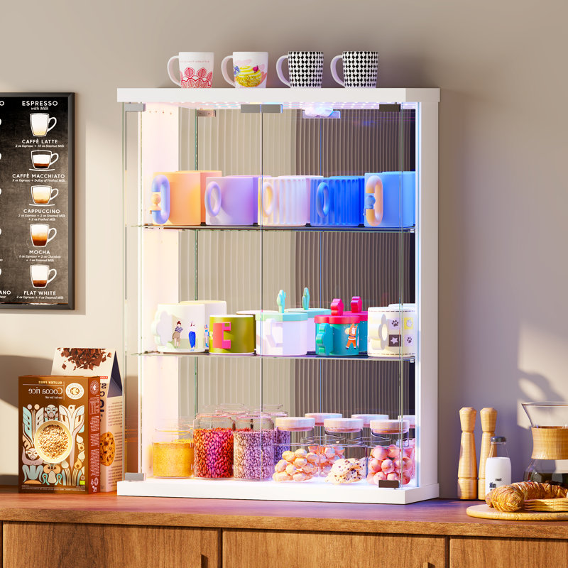 3 Piece Floating Shelf with Lights, White