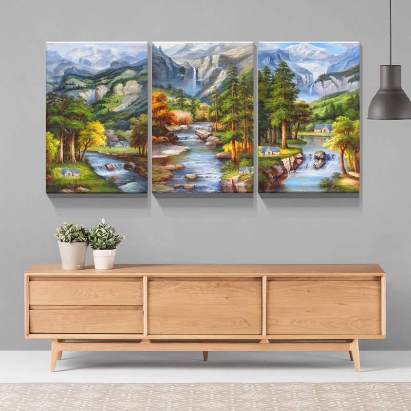 Ensemble de 3 panneaux d'art encadrés sur toile encadrés 3 pièces, H 24 po x l 36 po x P 4 po