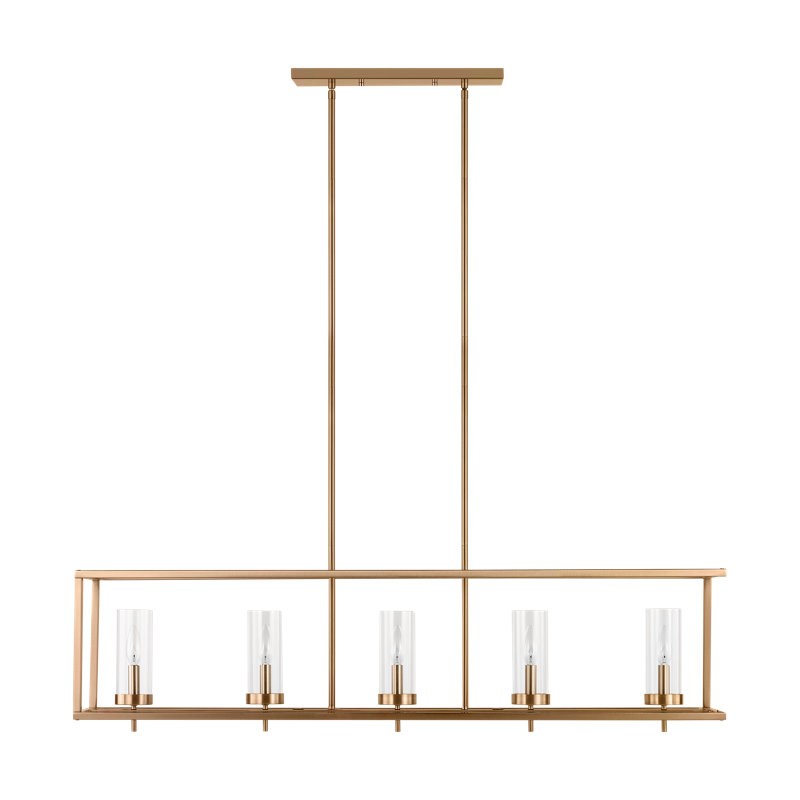 Zire Five Light Island Pendant, No, Satin Brass