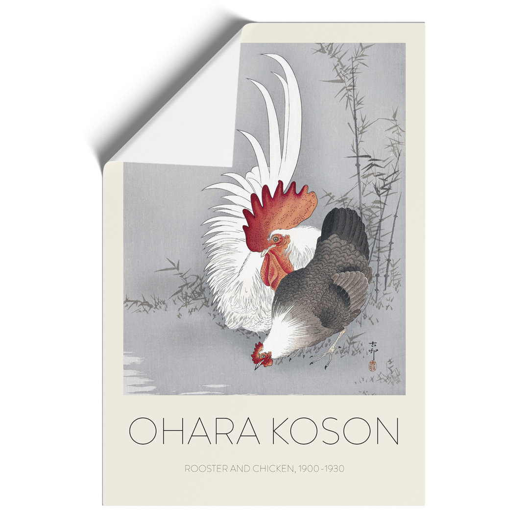 Rooster & Chicken Print by Ohara Koson - Frameless Print