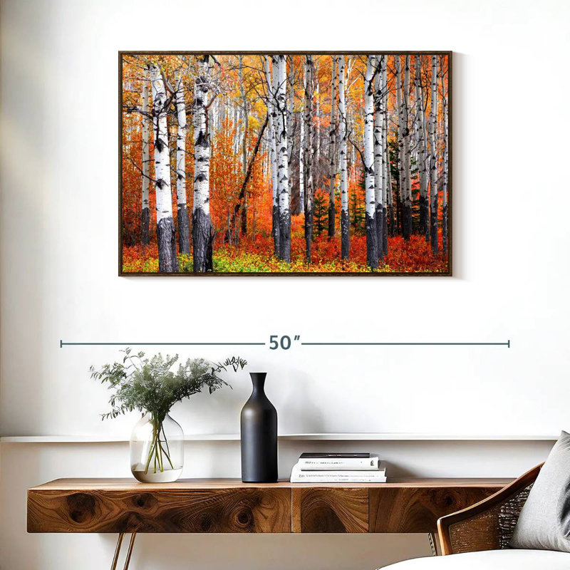 Forêt de trembles de Banff, 37 po x 25 po, Cadre flottant noyer