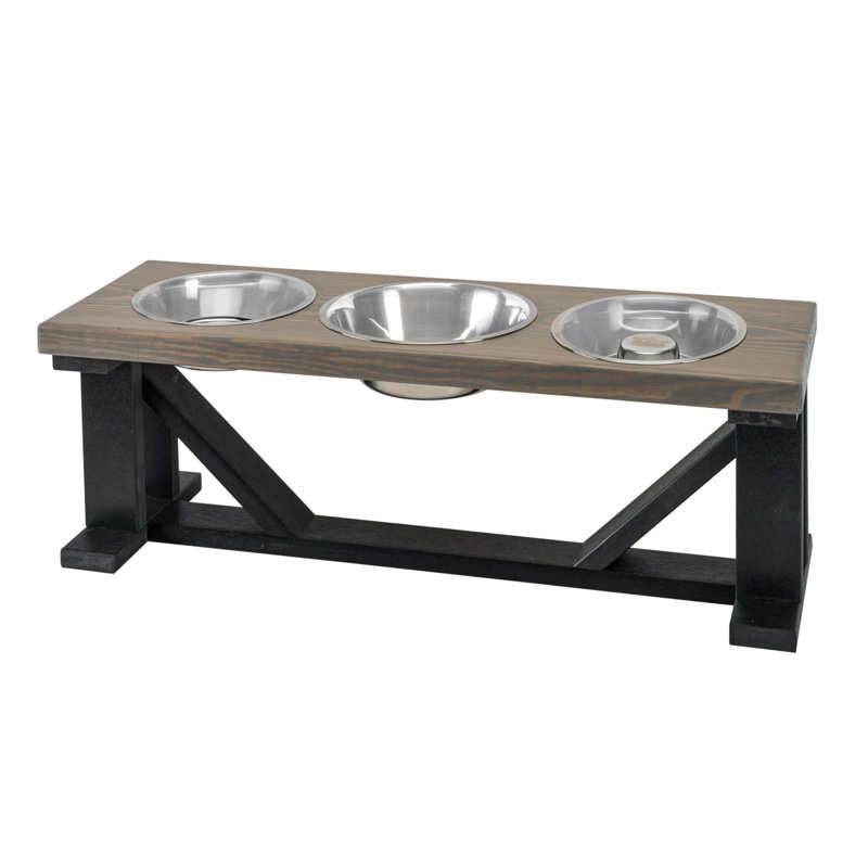 Mangeoire lente surélevée pour animaux de ferme, Noir / gris, 8"