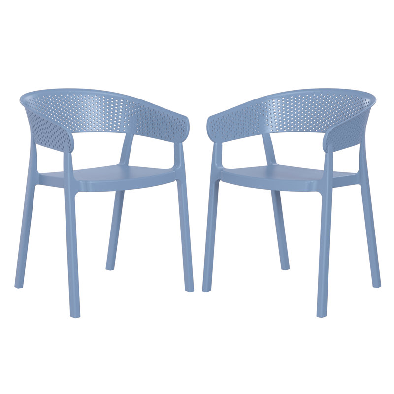 Chaise de salle à manger d'extérieur empilable, Bleu français
