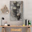 2D Flat, 1pc Gothic Skull Floral Canvas Painting- Horror Skeleton and Vine Pattern with Pine Wood Frame.-869419383