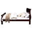 Lit simple au fini cerisier avec charme rétro pour sommier tapissier et rangement-1493976550