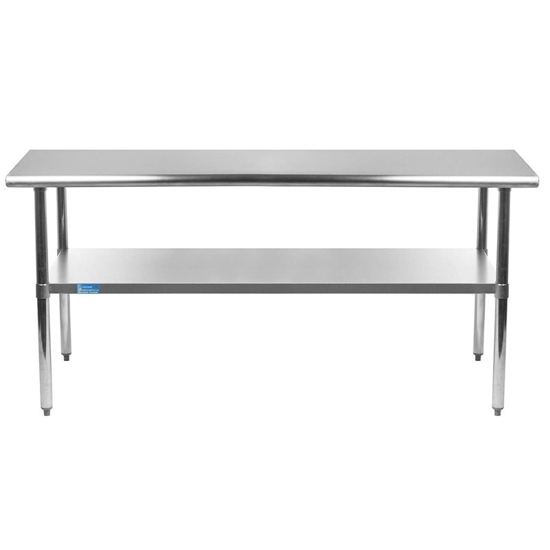 Table de préparation en acier inoxydable. Table de travail en métal de calibre 18 avec tablette inférieure. NSF